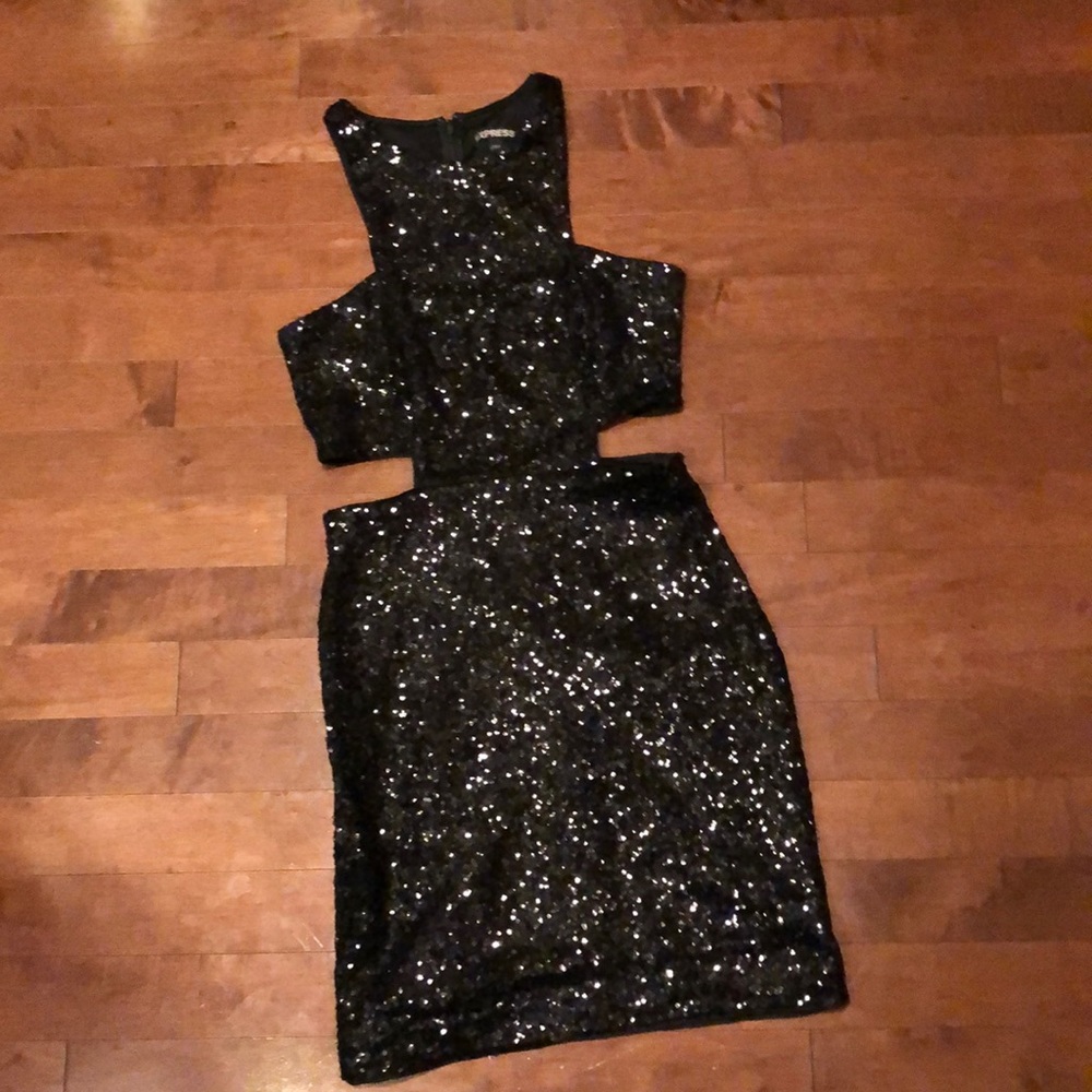 Express cut out sequined mini dress